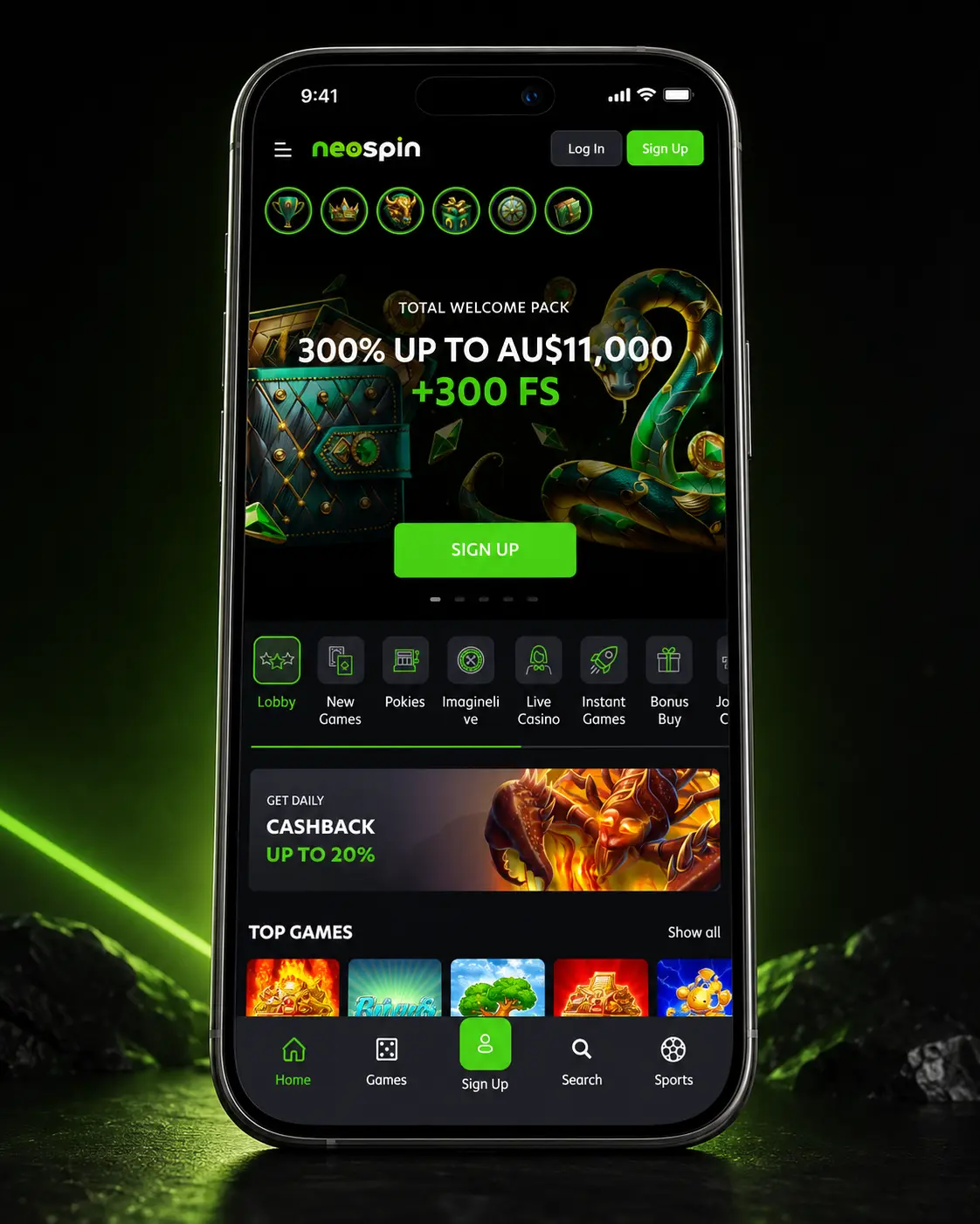 NeoSpin Casino mobile app for smartphones and tablets