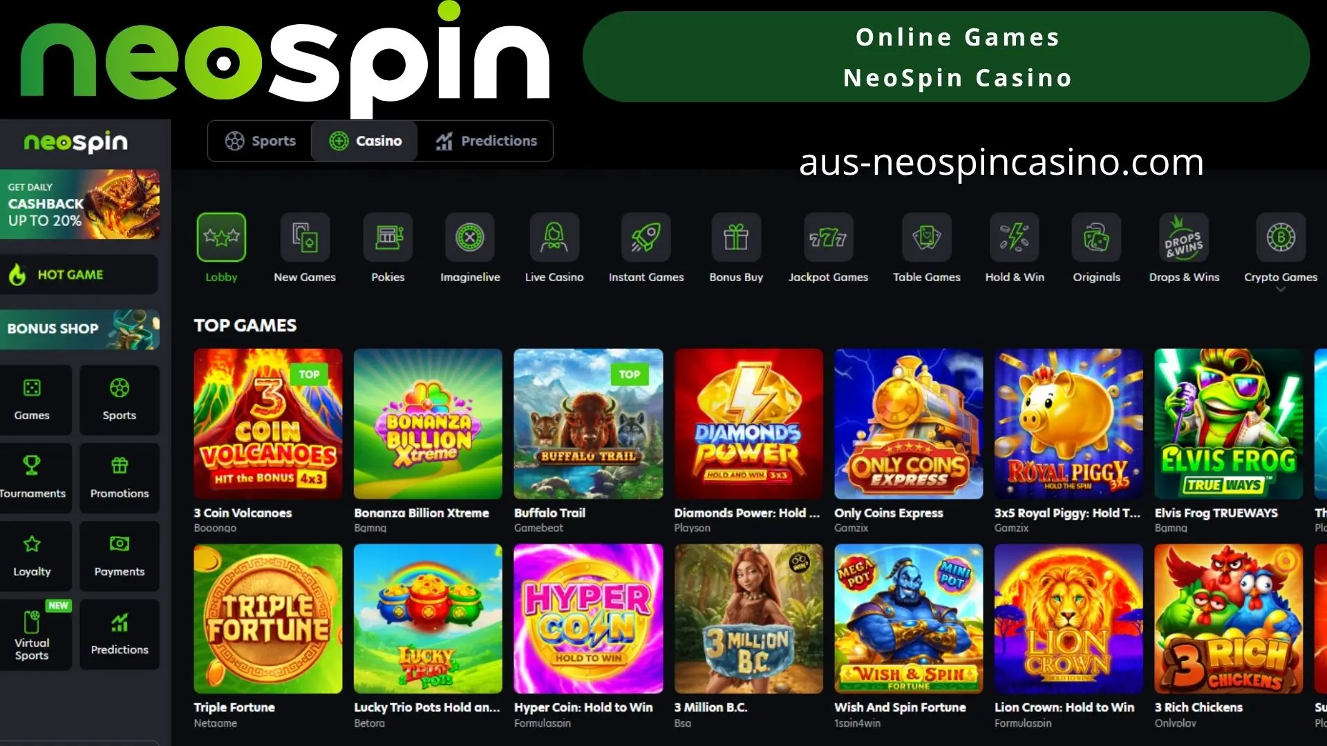 Online games available at NeoSpin Casino
